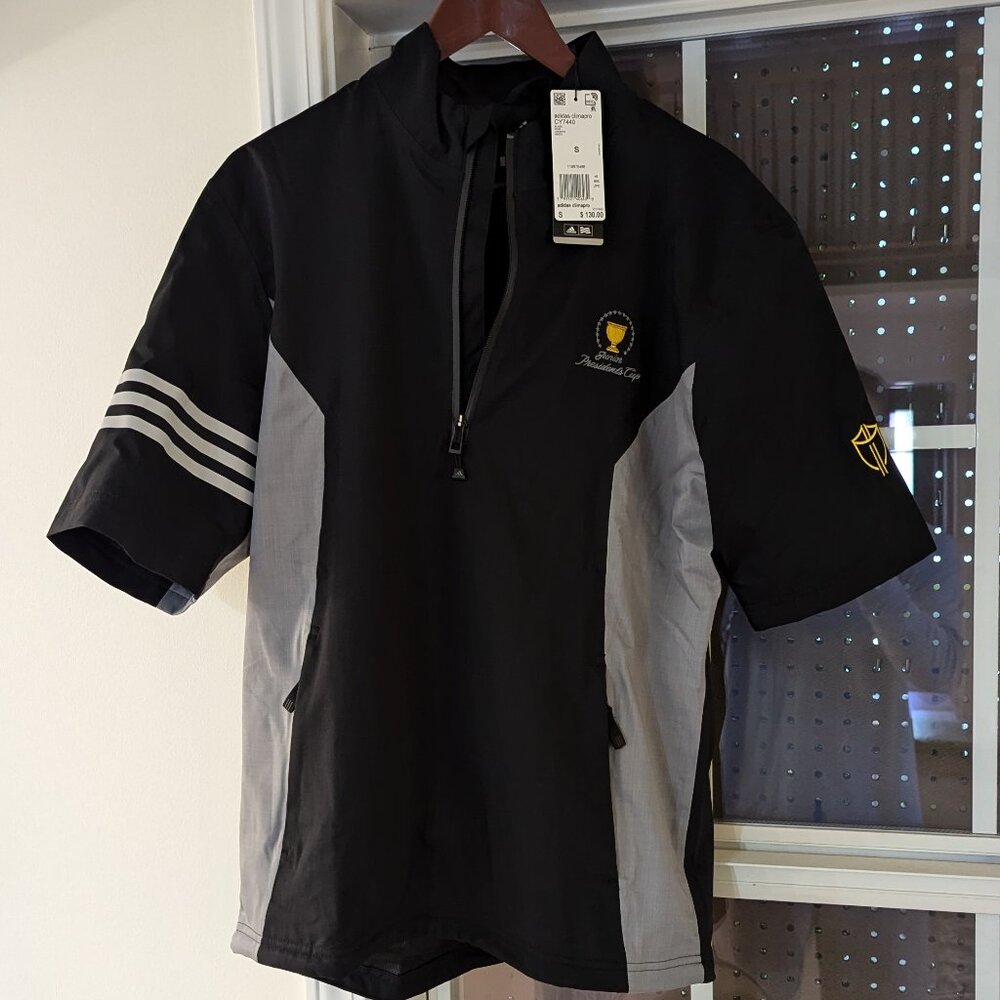 NWT adidas shot sleeve rain jacket pullover. Men's Small, Black
